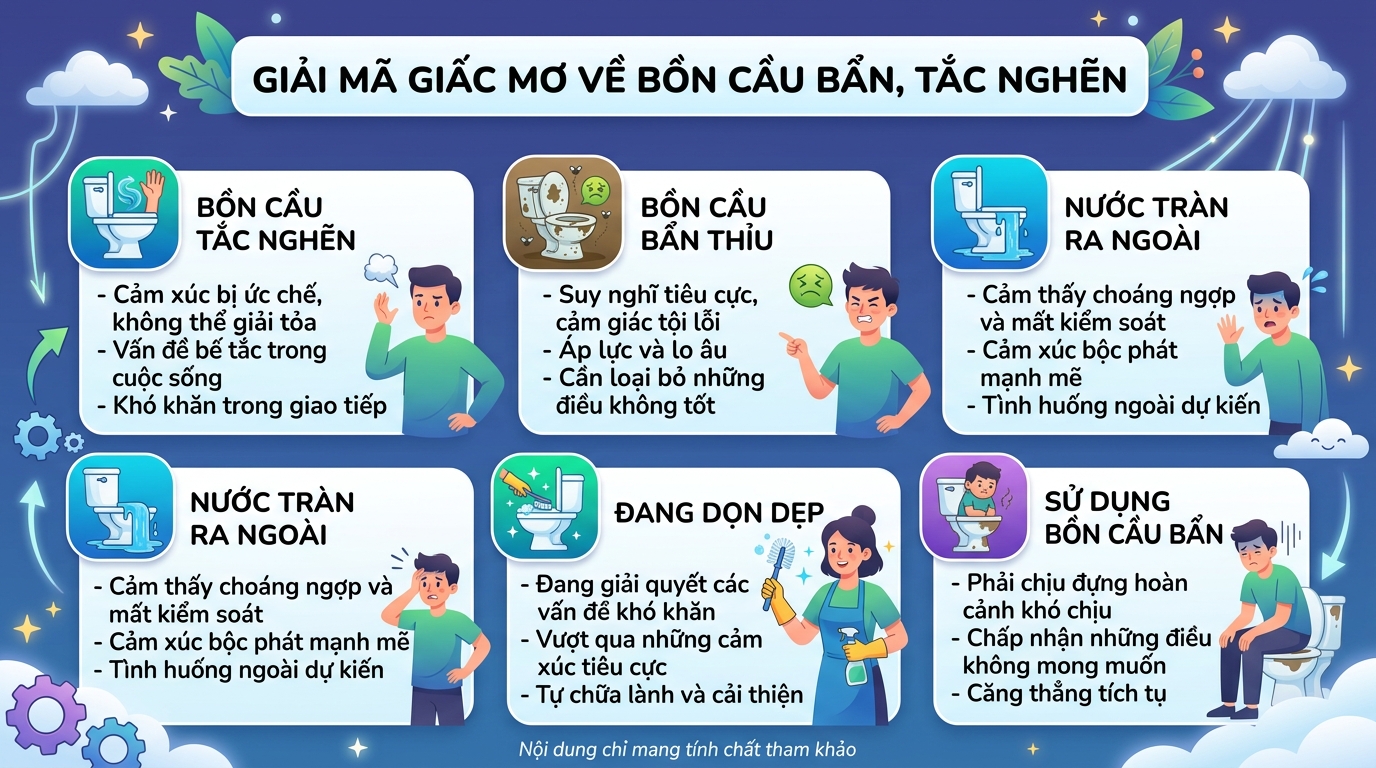 Giải mã nằm mơ thấy nhà vệ sinh bẩn, bị tắc
