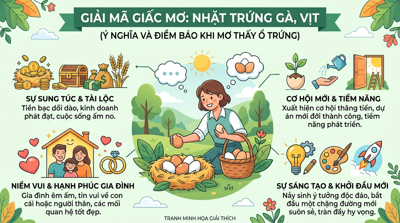 Ý nghĩa giấc mơ lượm trứng, nhặt được ổ trứng gà vịt