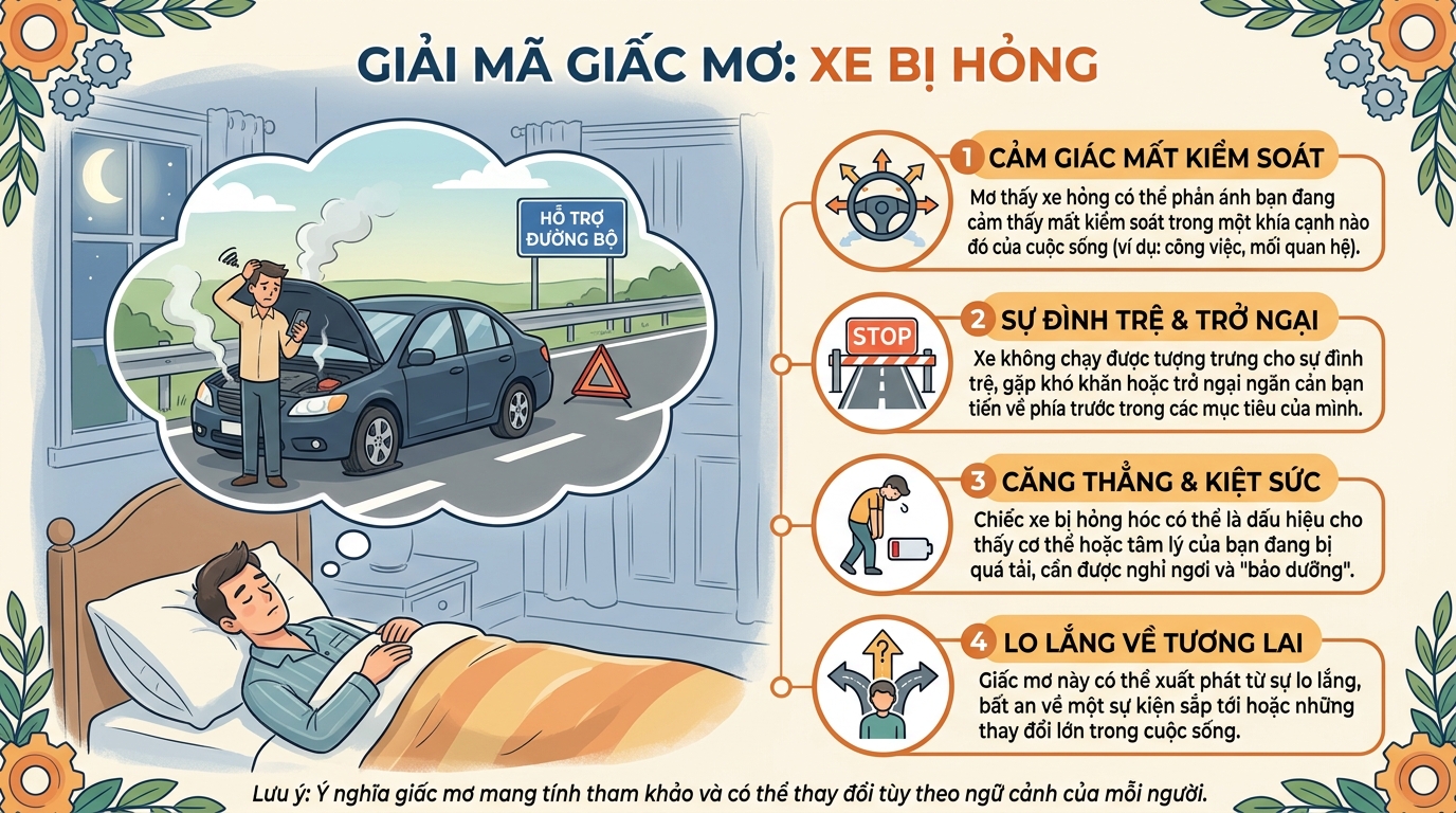Giải mã nằm mơ thấy xe ô tô bị hỏng