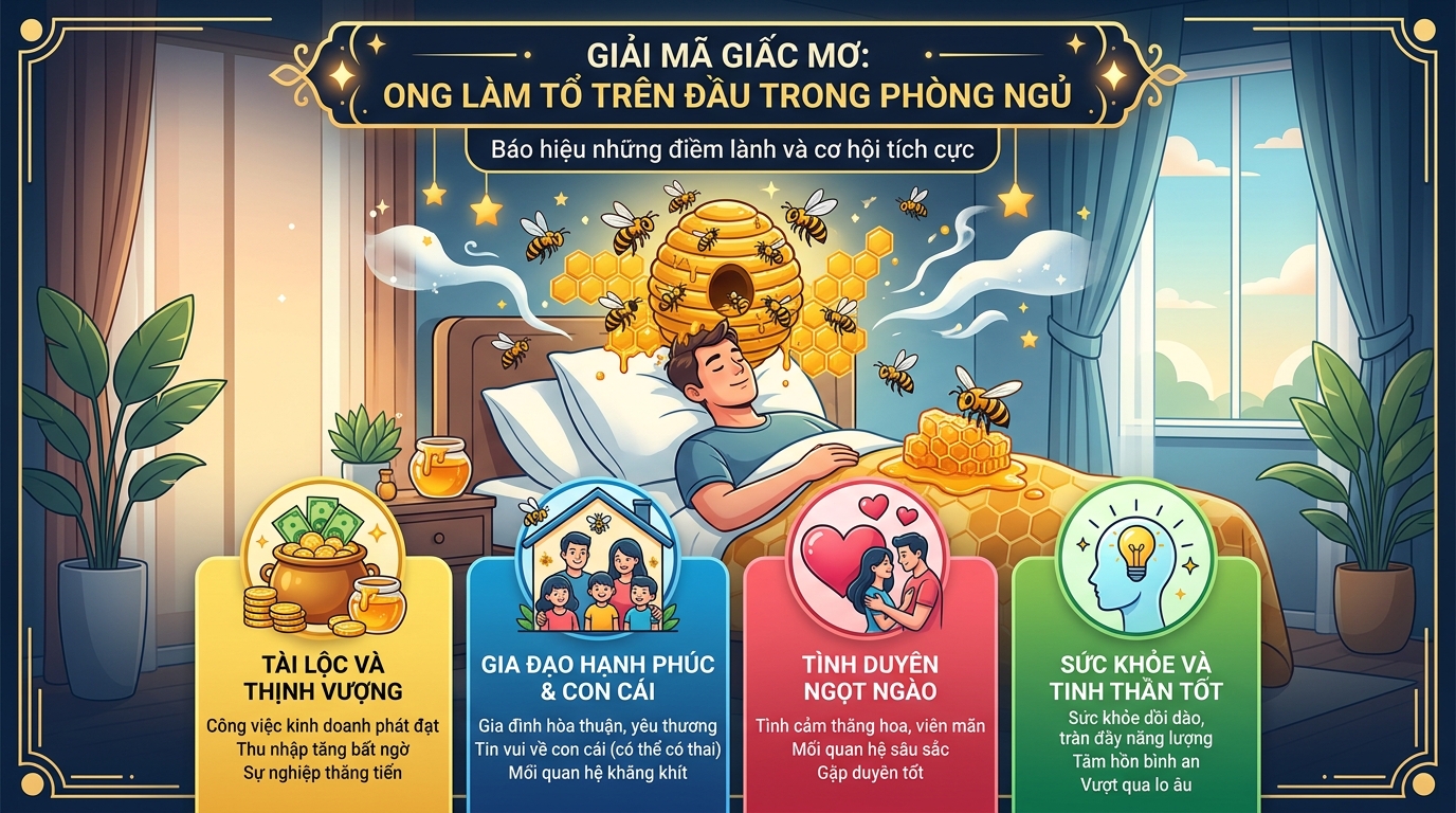 Ý nghĩa giấc mơ thấy ong làm tổ trên đầu trong phòng ngủ