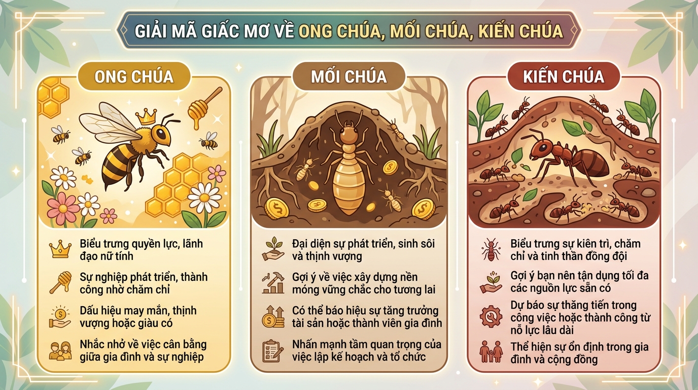 Ý nghĩa giấc mơ thấy ong chúa, mối chúa, kiến chúa