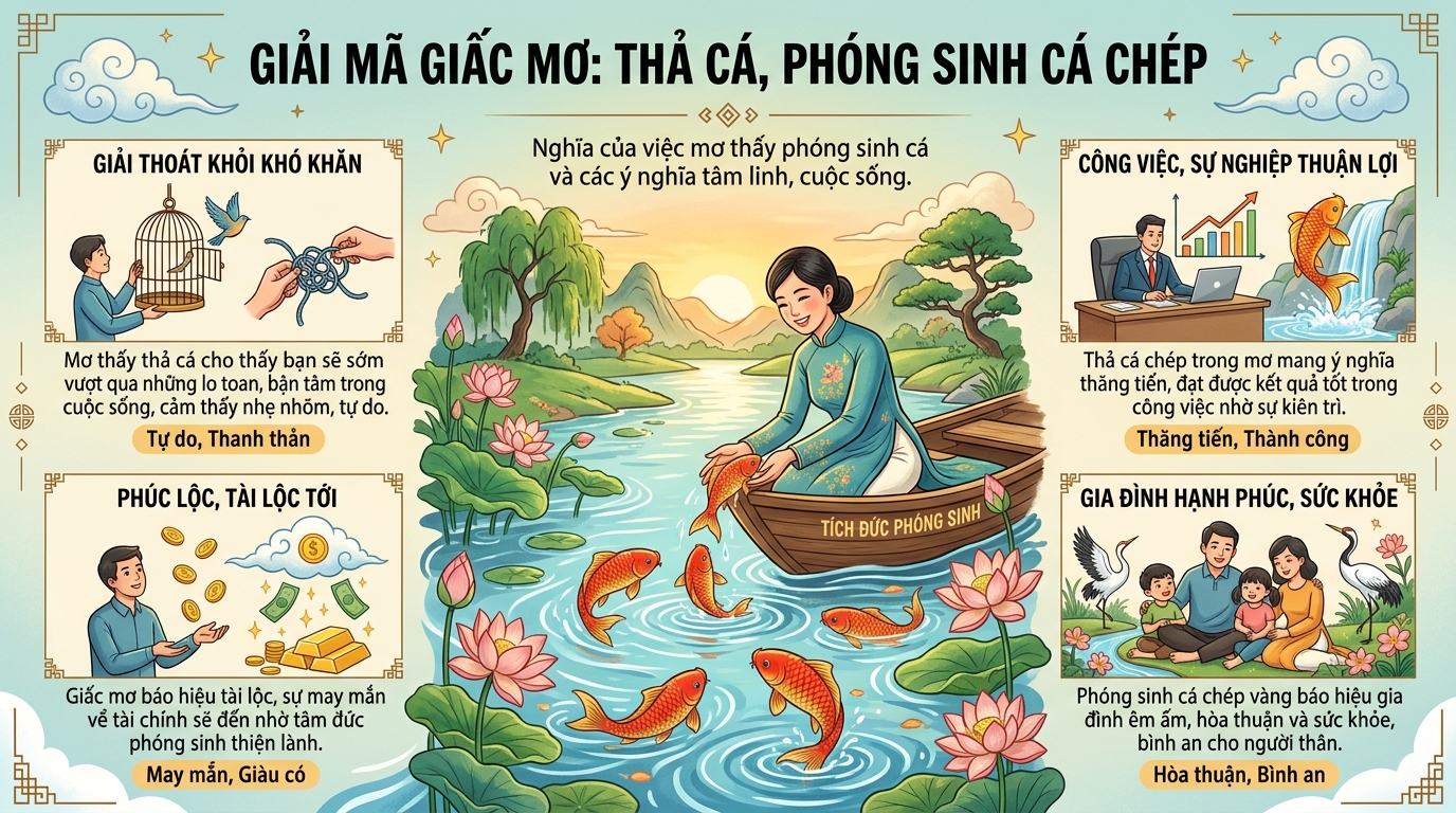 Ý nghĩa giấc mơ thấy phóng sinh cá, phóng sinh cá chép