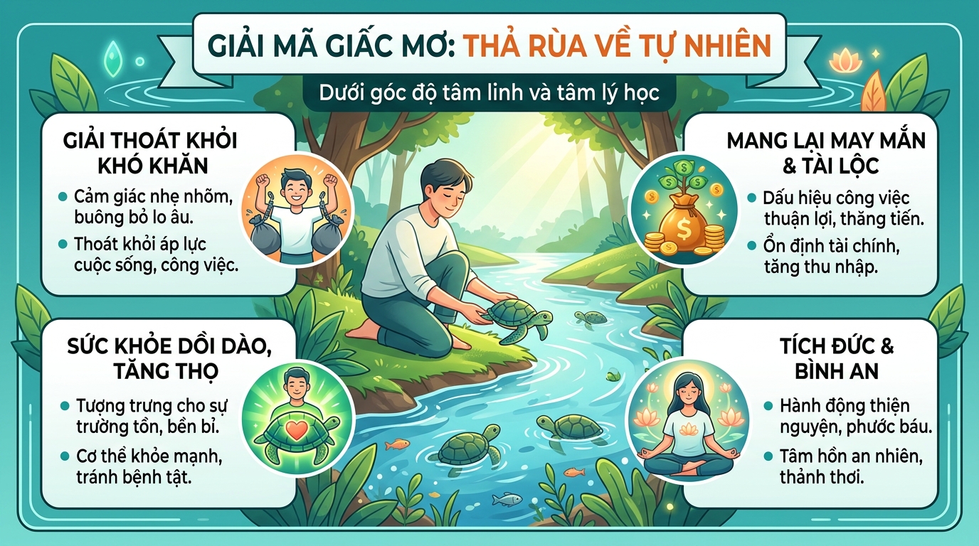 Giải mã điềm báo nằm mơ thấy phóng sinh rùa, thả rùa phóng sinh