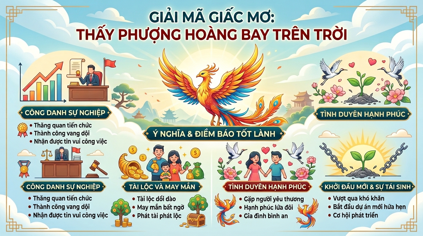 Điềm báo nằm mơ thấy phượng hoàng bay trên trời, bắt được phượng hoàng