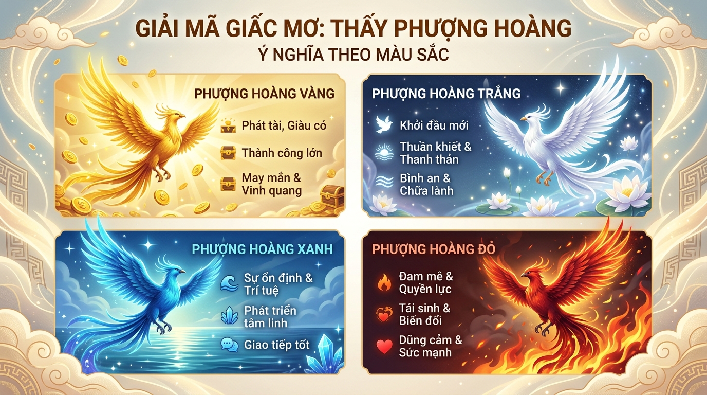 Ý nghĩa giấc mơ thấy phượng hoàng vàng, trắng, xanh, đỏ