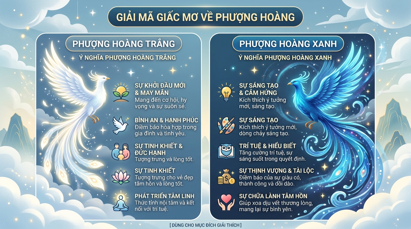 Giải mã nằm mơ thấy phượng hoàng trắng, phượng hoàng xanh
