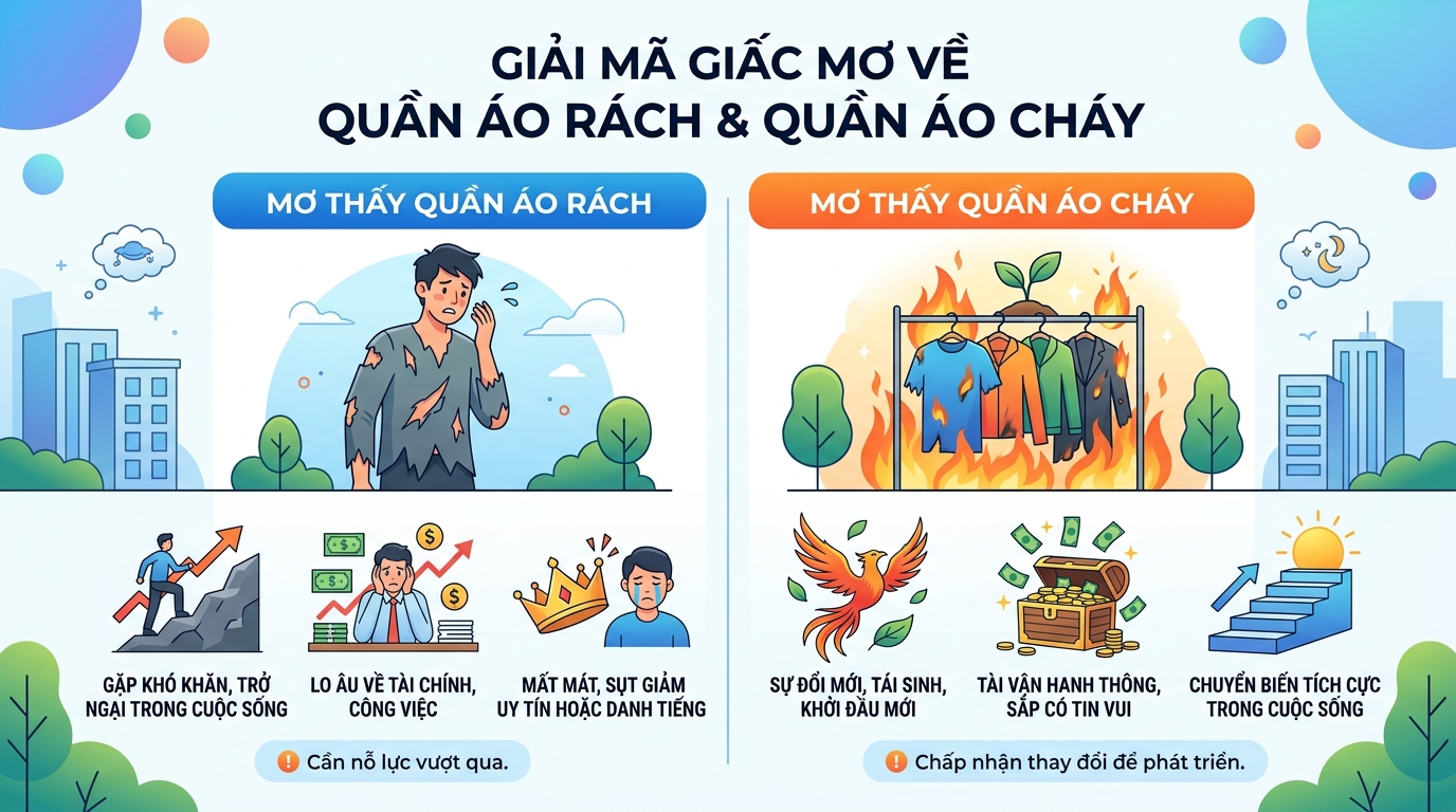 Giải mã điềm báo nằm mơ thấy quần áo bị rách, quần áo bị cháy