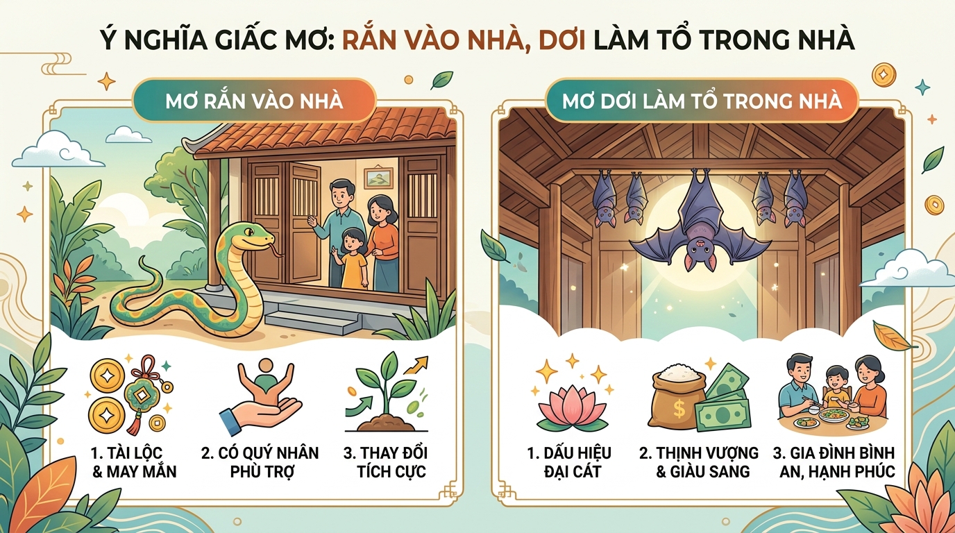 Ý nghĩa giấc mơ thấy rắn vào nhà, dơi làm tổ trong nhà