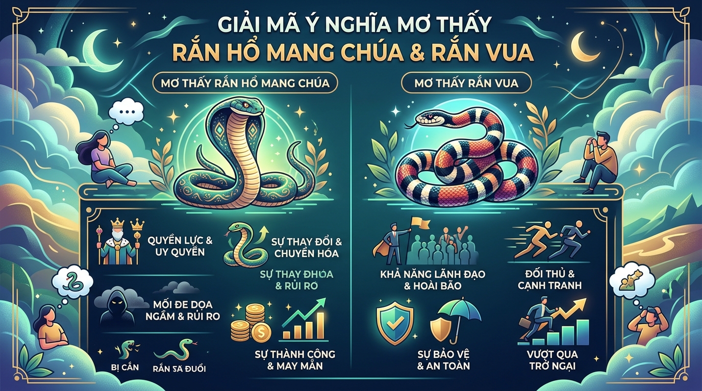 Giải mã điềm báo nằm mơ thấy rắn hổ mang chúa, rắn chúa