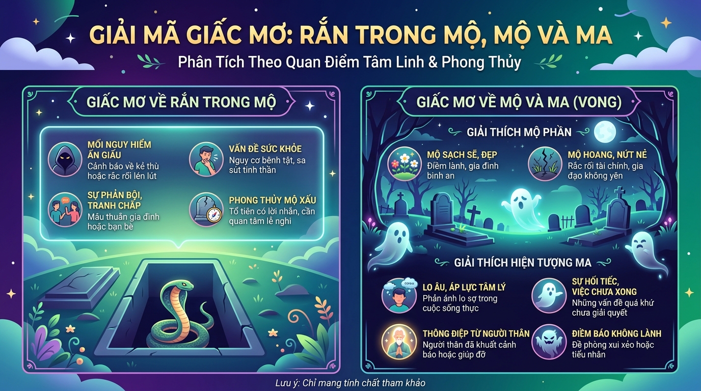 Ý nghĩa giấc mơ thấy rắn ở mộ, nằm mơ thấy mộ và ma