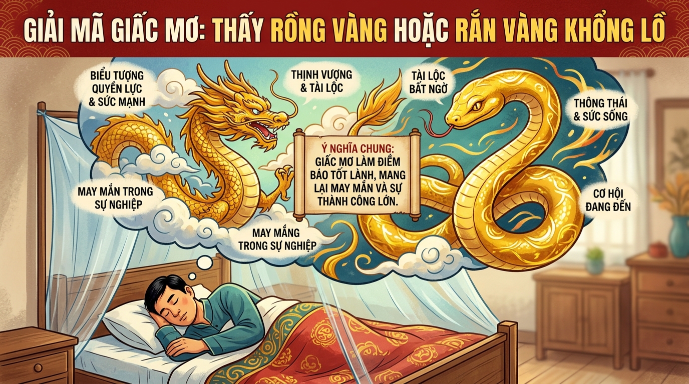 Giải mã điềm báo nằm mơ thấy rồng vàng, rắn vàng khổng lồ