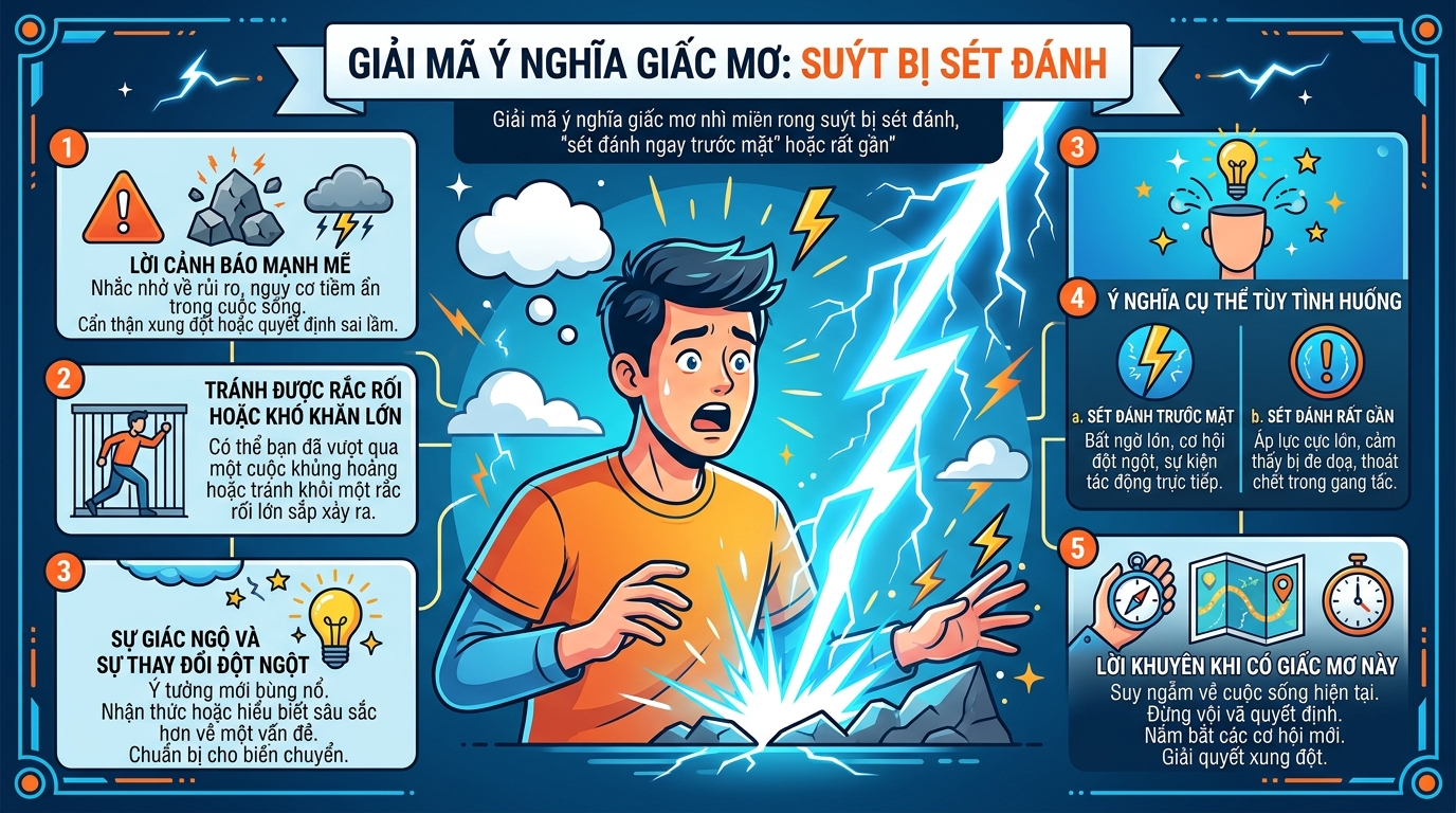 Ý nghĩa giấc mơ thấy sét đánh hụt, xém bị sét đánh, sét đánh trước mặt