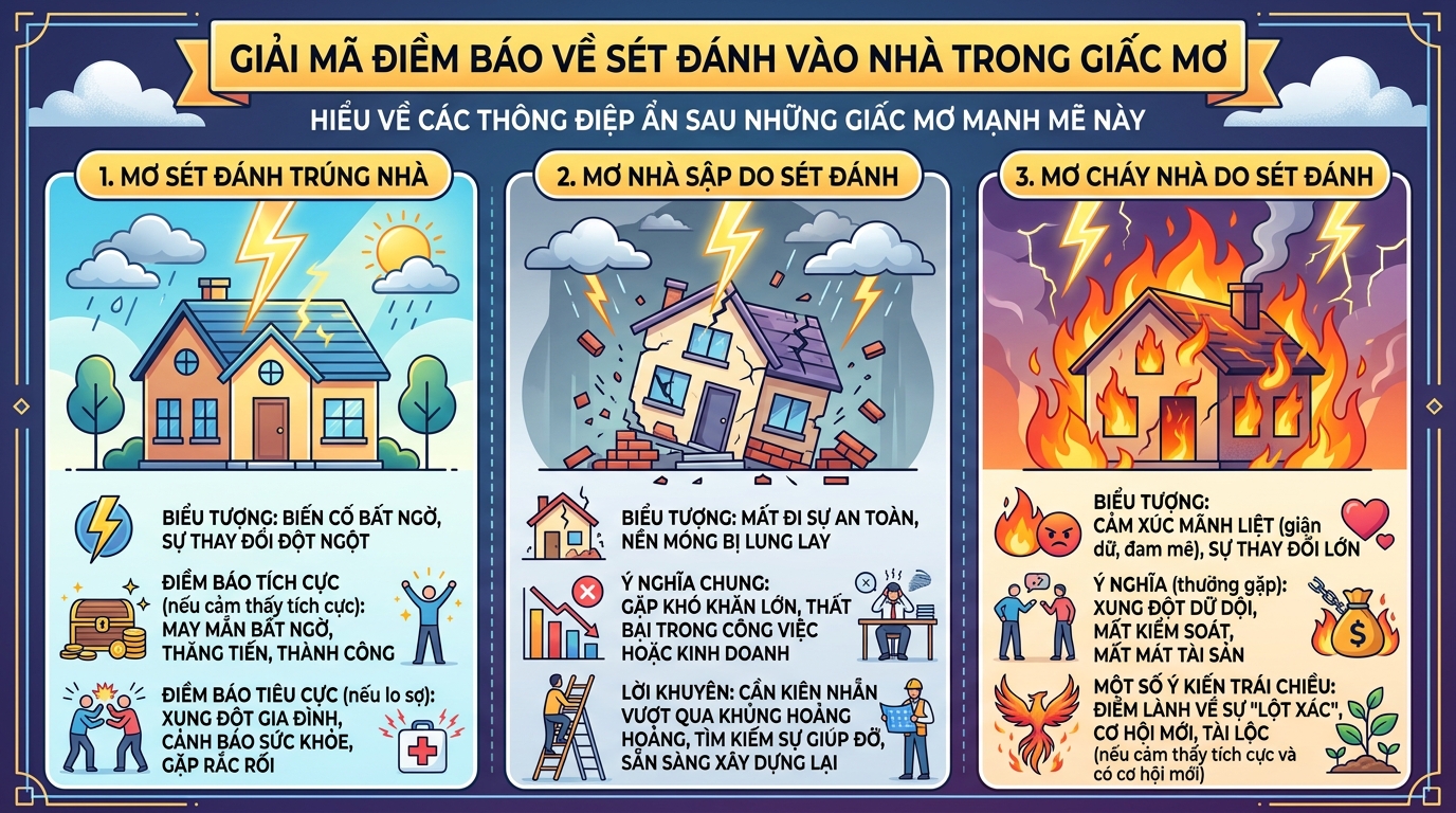 Giải mã điềm báo nằm mơ thấy sét đánh vào nhà, sét đánh sập nhà, cháy nhà