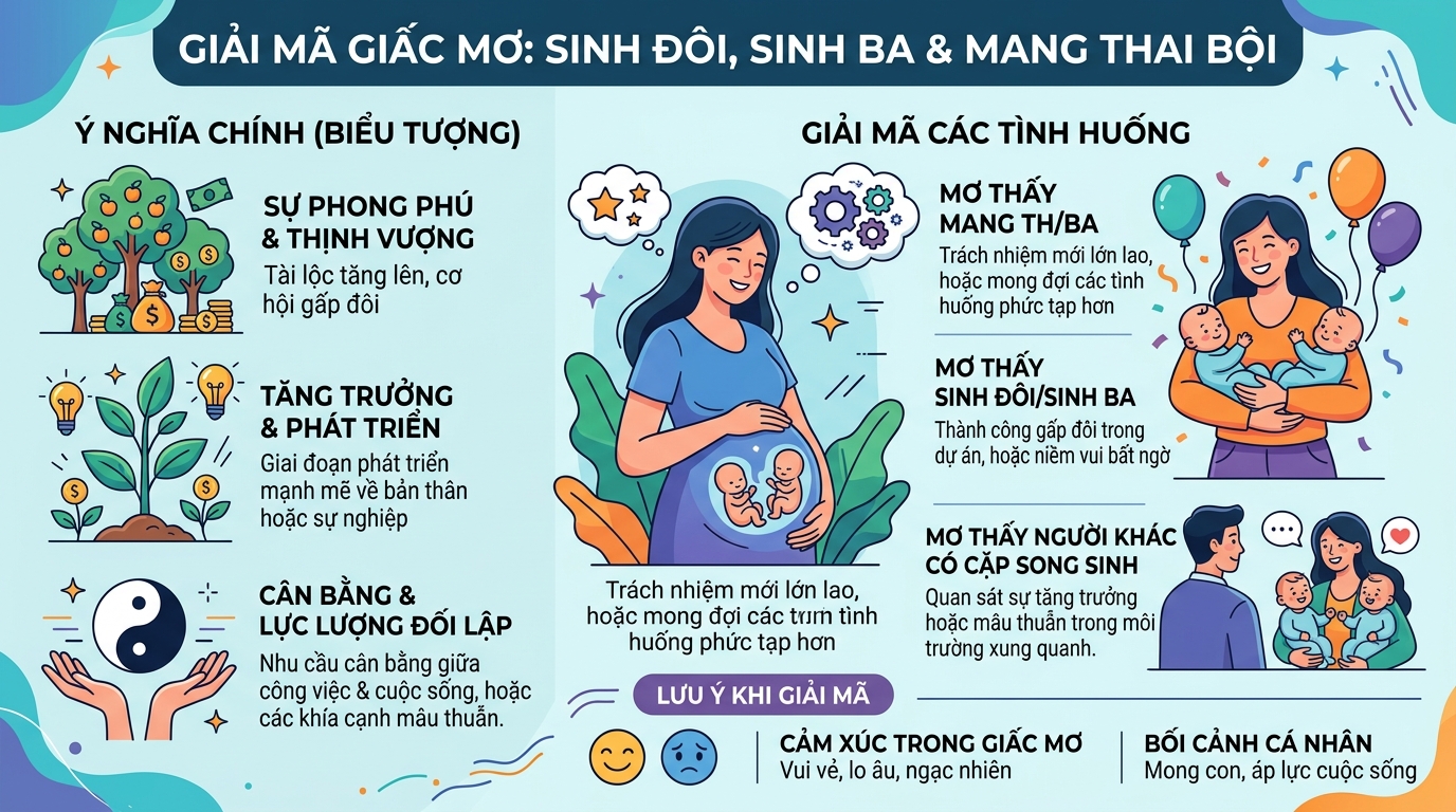 Ý nghĩa giấc mơ thấy sinh đôi, sinh 3, có bầu sinh đôi