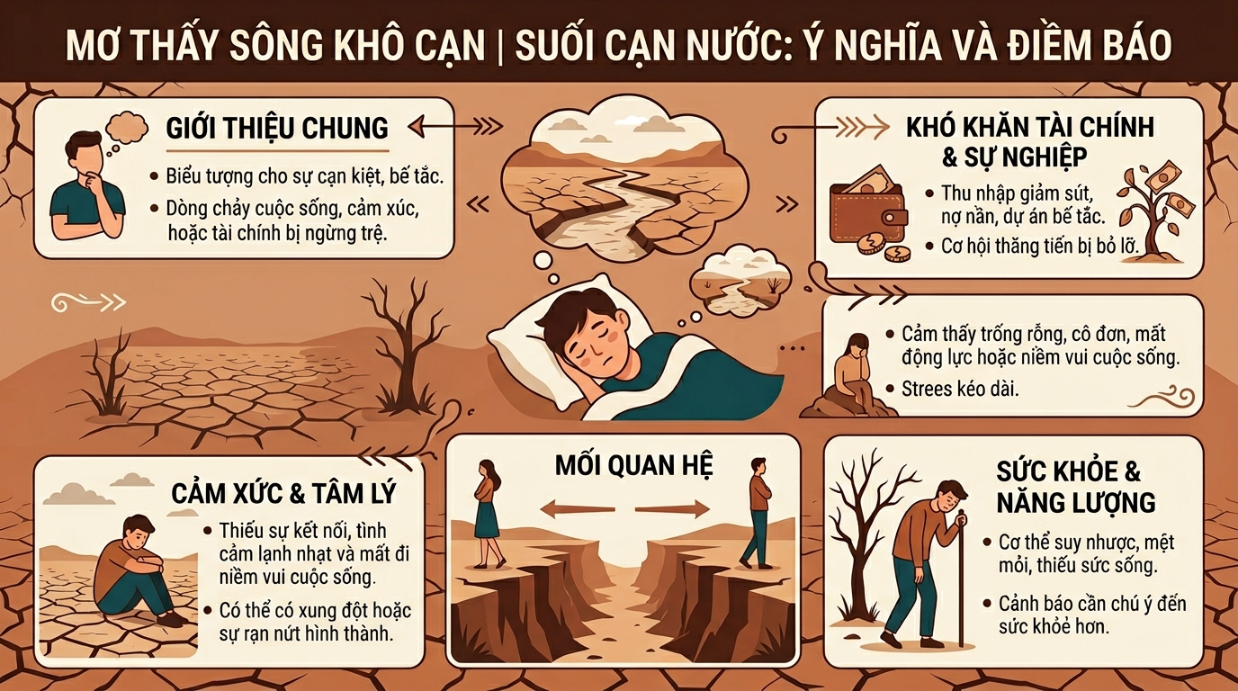 Ý nghĩa giấc mơ thấy sông cạn nước, sông suối khô cằn