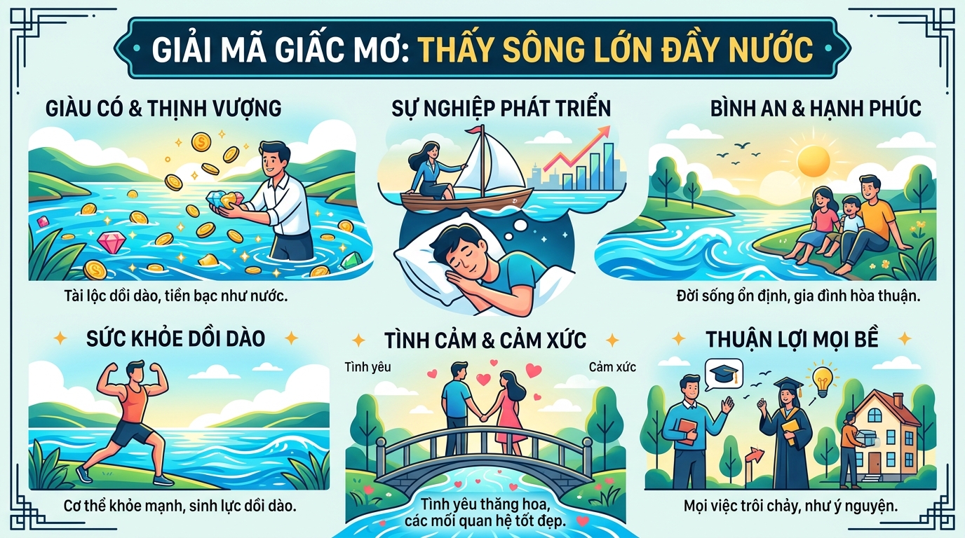Giải mã điềm báo nằm mơ thấy sông nước mênh mông, sông đầy nước