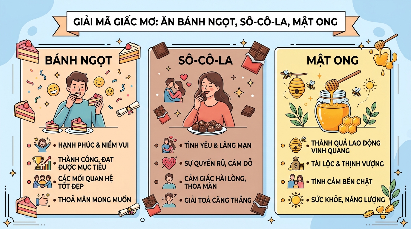 Ý nghĩa giấc mơ người thấy ăn bánh kem, socola, mật ong