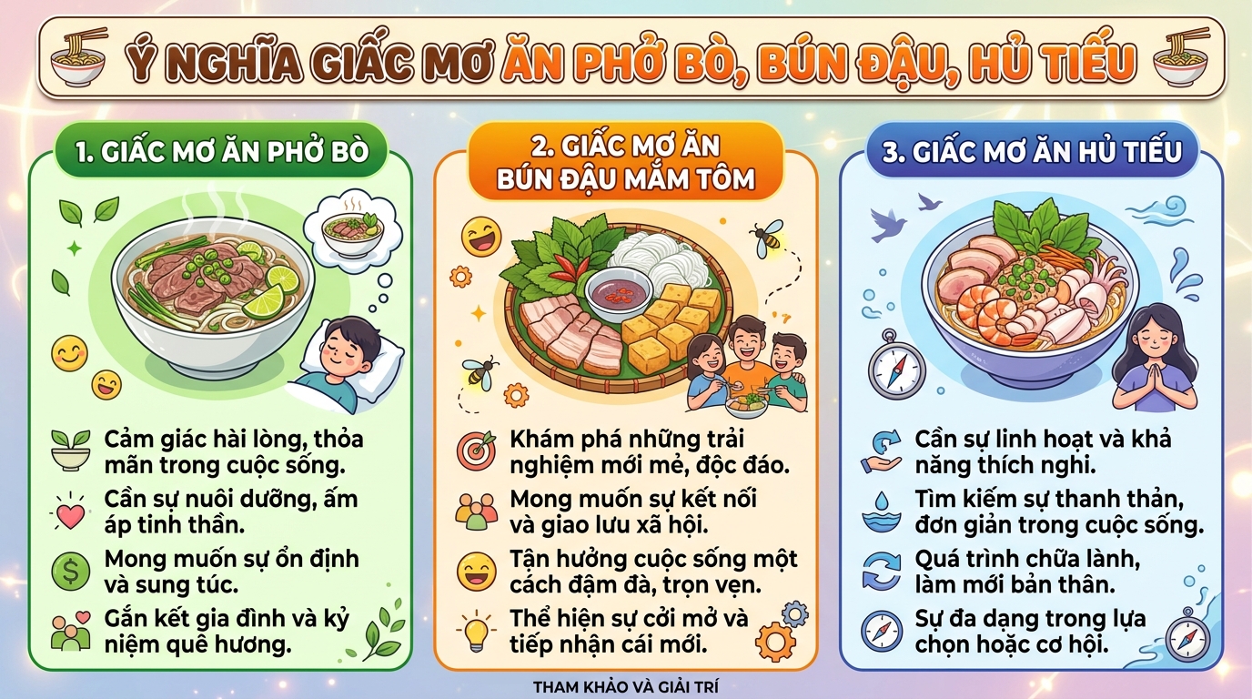 Ý nghĩa giấc mơ người thấy ăn phở bò, ăn bún đậu, hủ tiếu