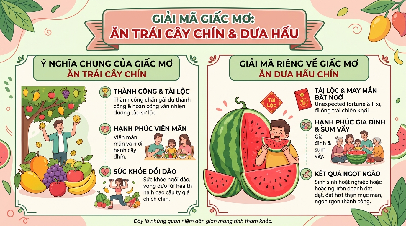 Giải mã điềm báo nằm mơ thấy ăn hoa quả, trái cây chín, dưa hấu