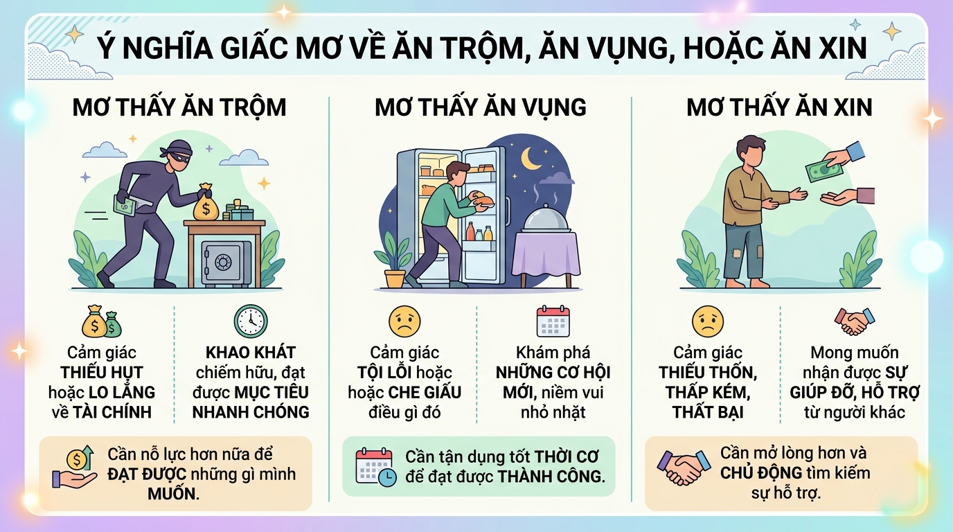 Ý nghĩa ác mộng mơ thấy đi ăn trộm, ăn vụng, ăn xin