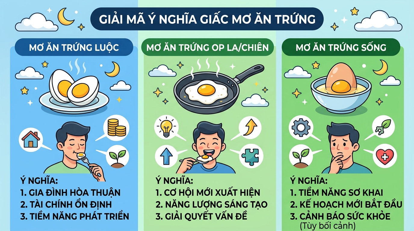 Giải mã điềm báo nằm mơ thấy ăn trứng luộc, chiên, sống