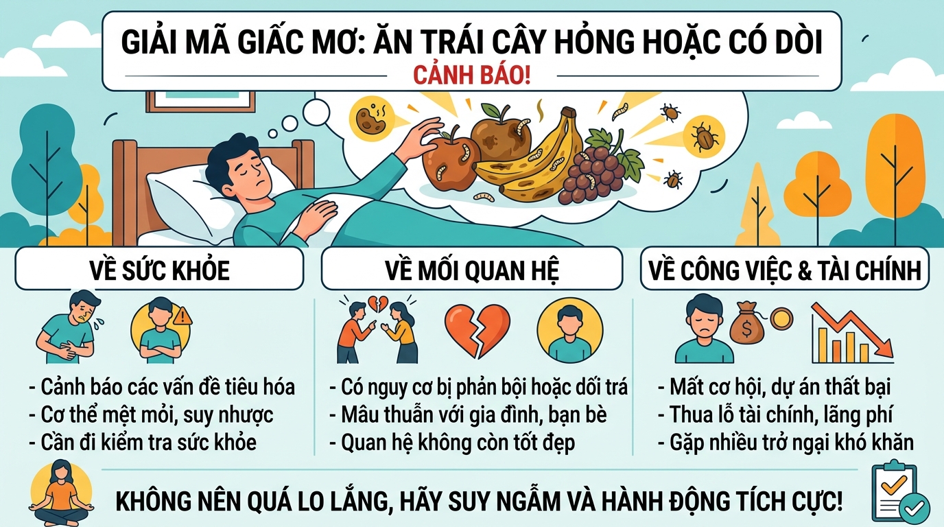 Cảnh báo khi mơ thấy ăn hoa quả hư hỏng, trái cây có dòi