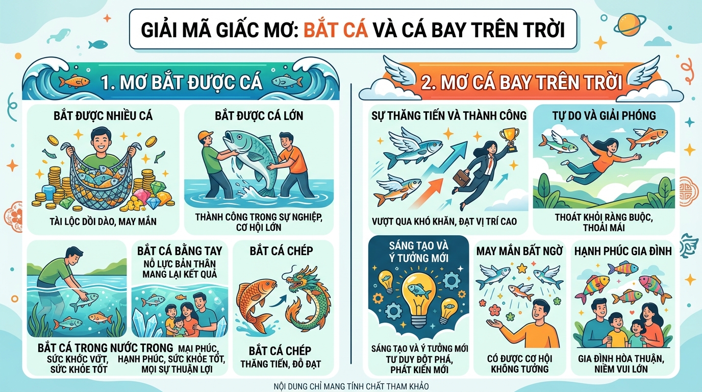 Giải mã điềm báo mơ thấy bắt cá, cá bay trên trời