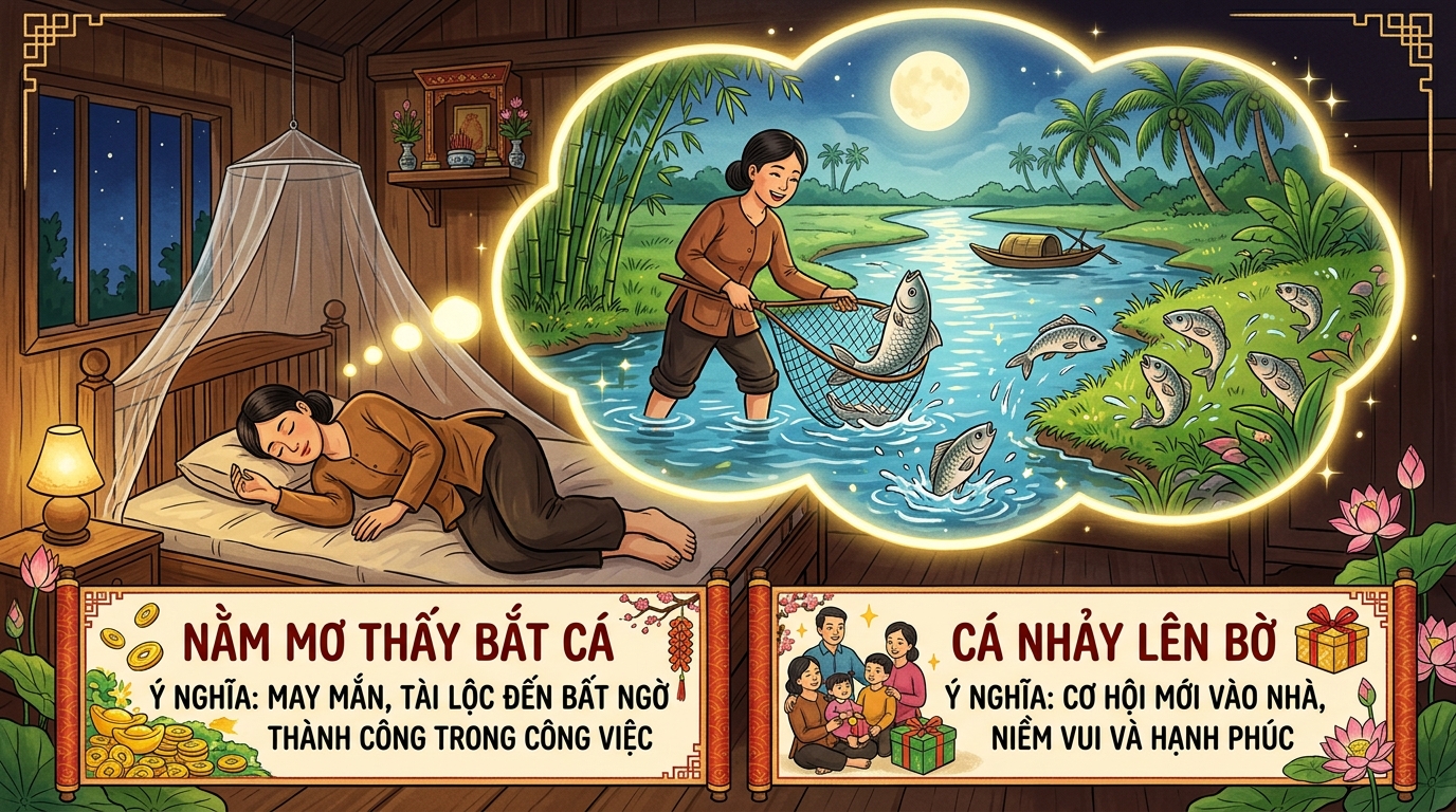 Ý nghĩa giấc mơ bắt cá, cá nhảy lên bờ