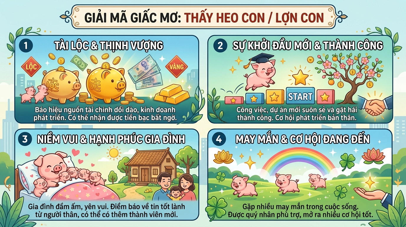 Ý nghĩa giấc mơ thấy bầy heo con, heo con mới đẻ
