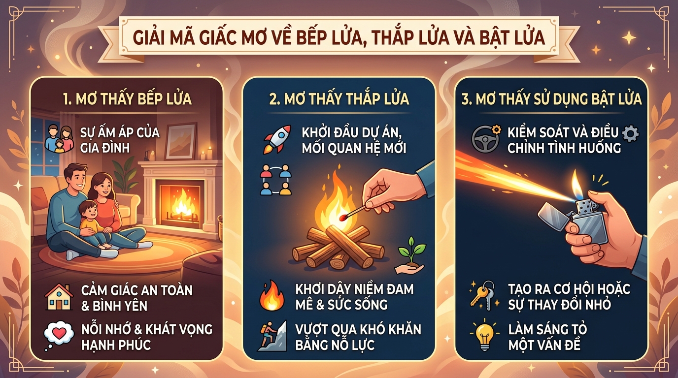 Giải mã điềm báo nằm mơ thấy bếp lửa, nhóm lửa, bật lửa