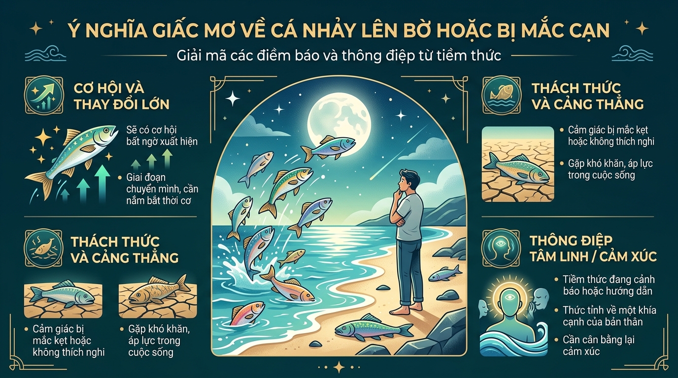 Ý nghĩa giấc mơ thấy cá nhảy lên bờ, cá mắc cạn