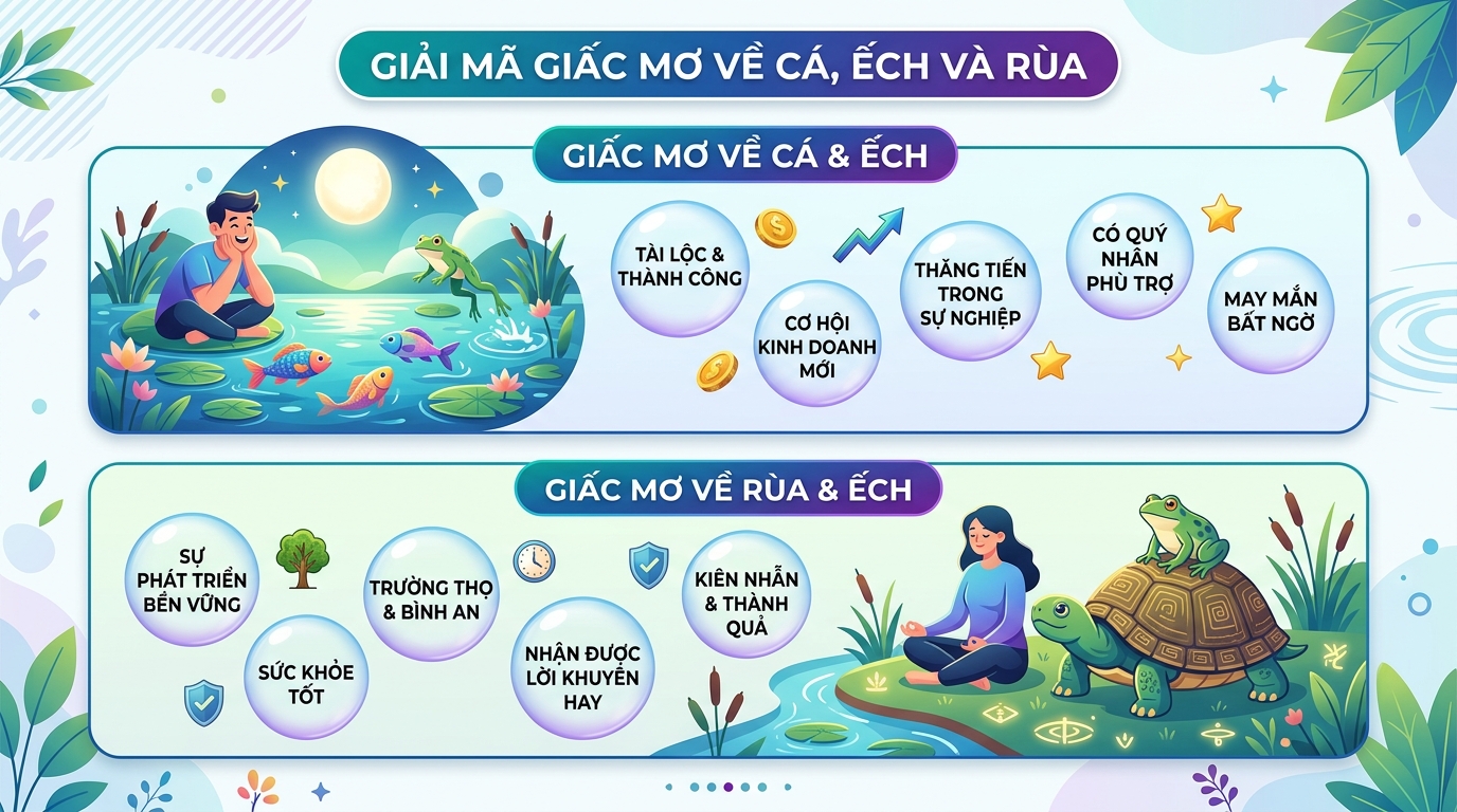 Giải mã nằm mơ thấy cá và ếch, rùa và ếch