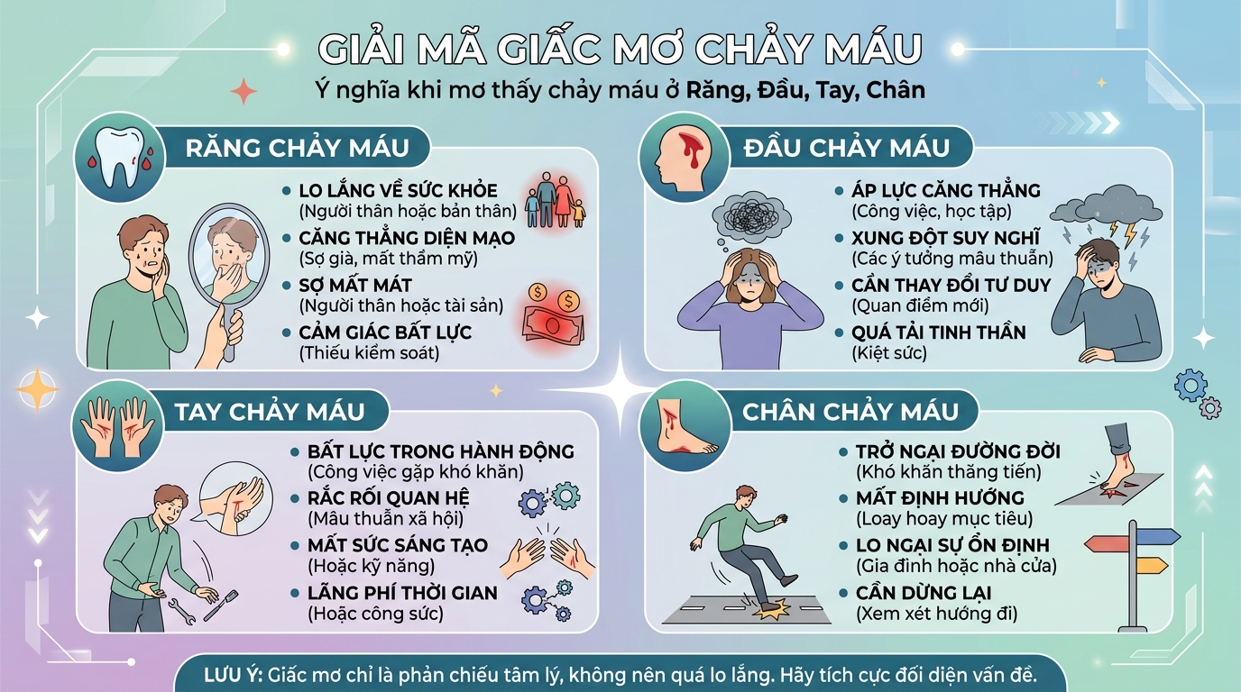 Ý nghĩa giấc mơ chảy máu răng, chảy máu đầu, tay chân