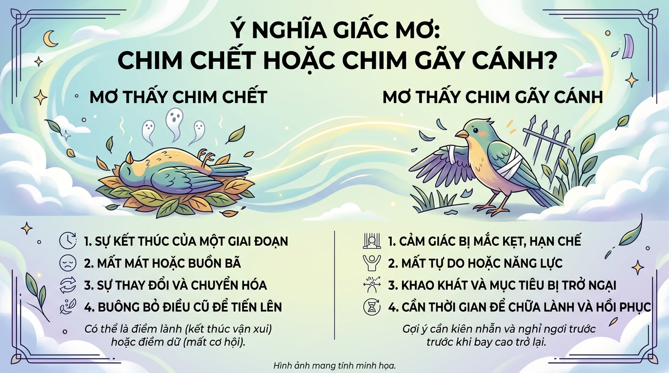 Ngủ mơ thấy chim chết, chim gãy cánh báo hiệu điều gì