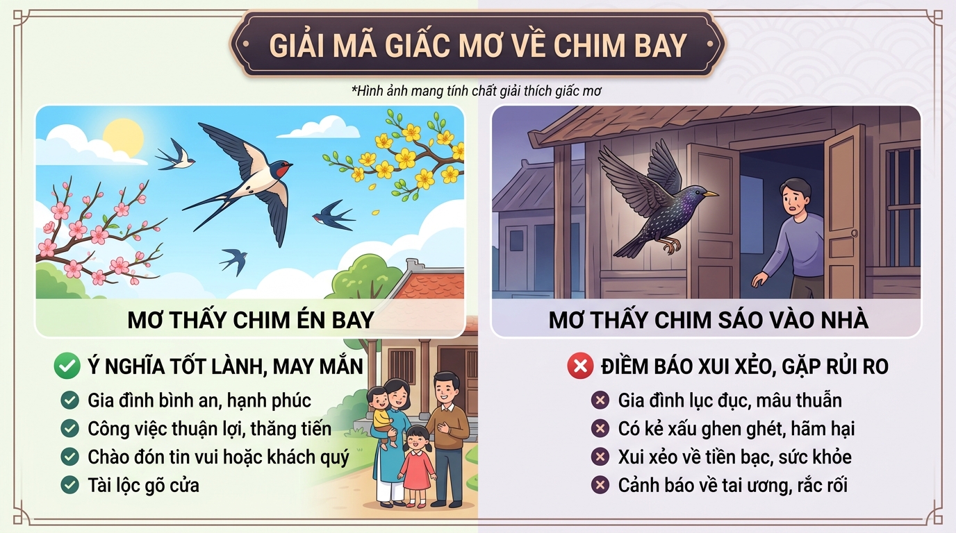 Ý nghĩa giấc mơ thấy chim én bay, chim sáo vào nhà