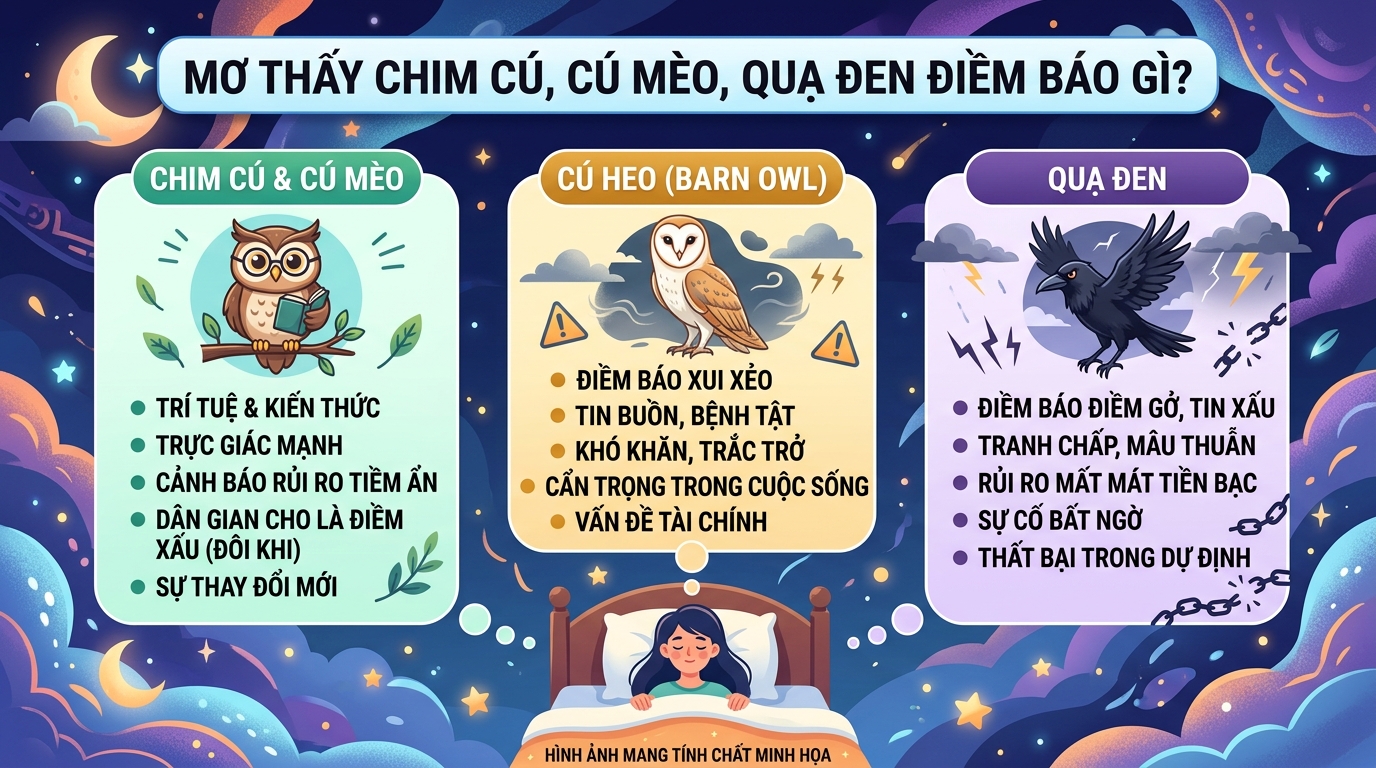 Ngủ mơ thấy chim lợn, cú mèo, quạ đen báo hiệu điều gì