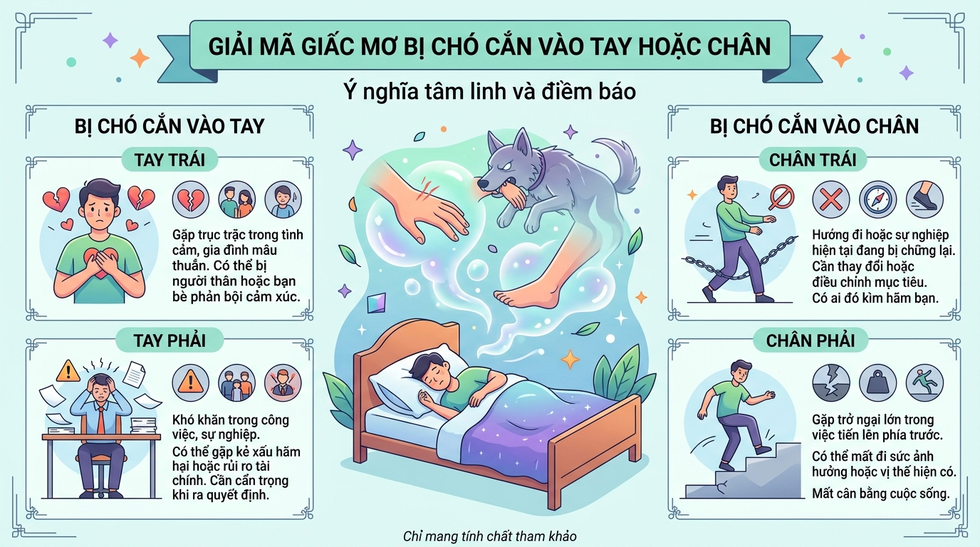 Giải mã điềm báo mơ thấy bị chó cắn tay, cắn chân