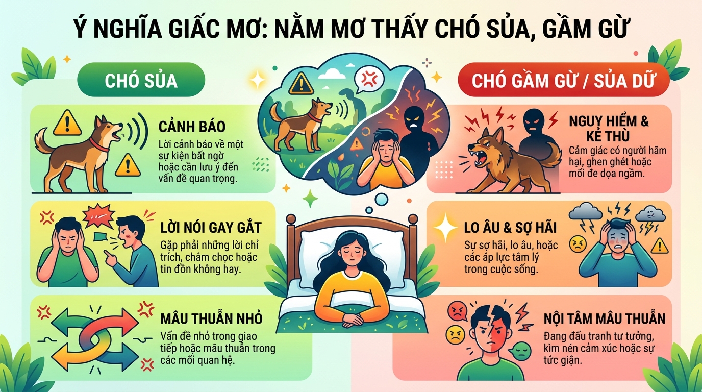 Ngủ mơ thấy chó sủa, chó gầm gừ là điềm gì