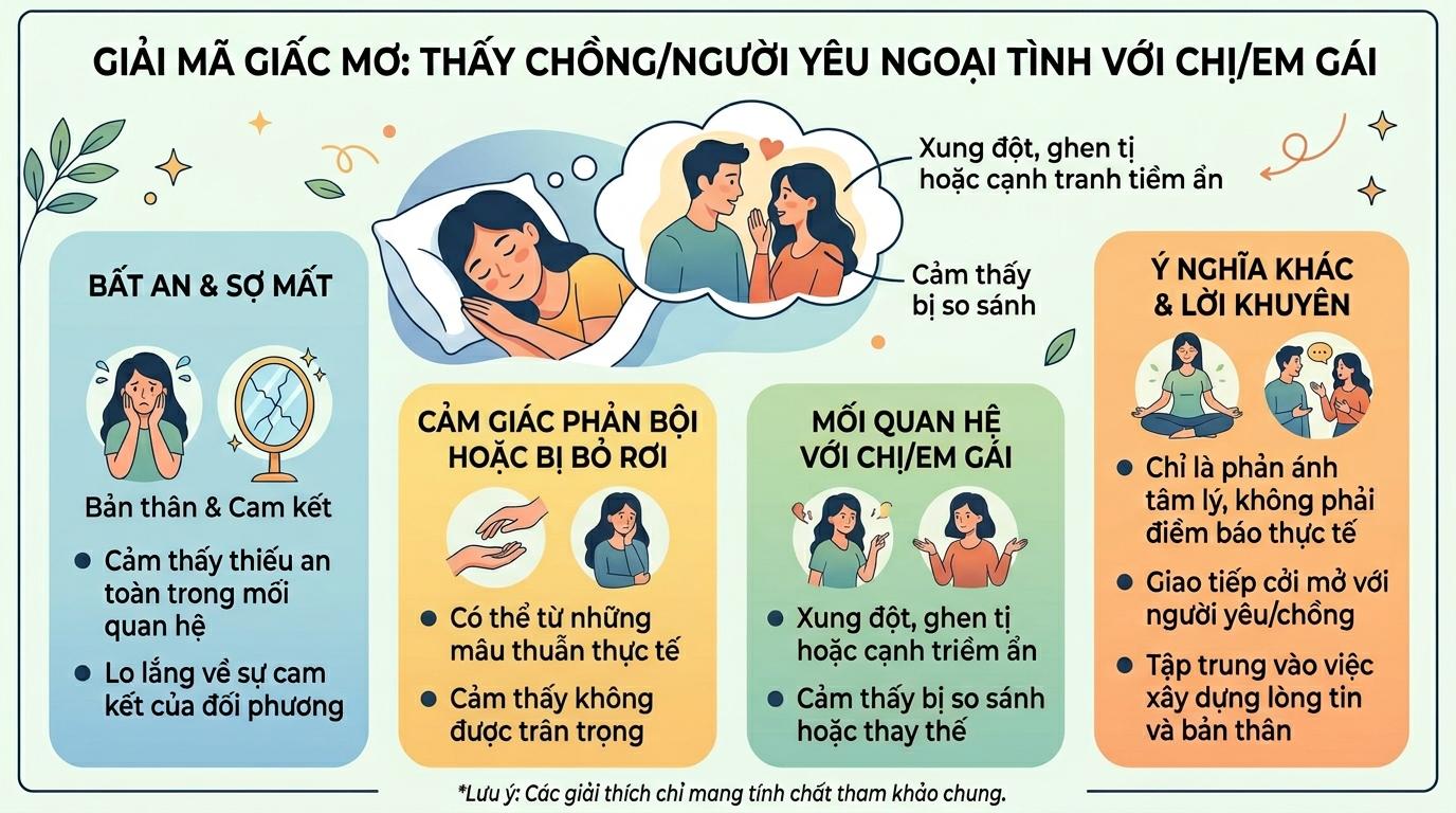 Ý nghĩa giấc mơ người thấy chồng, người yêu ngoại tình với em gái