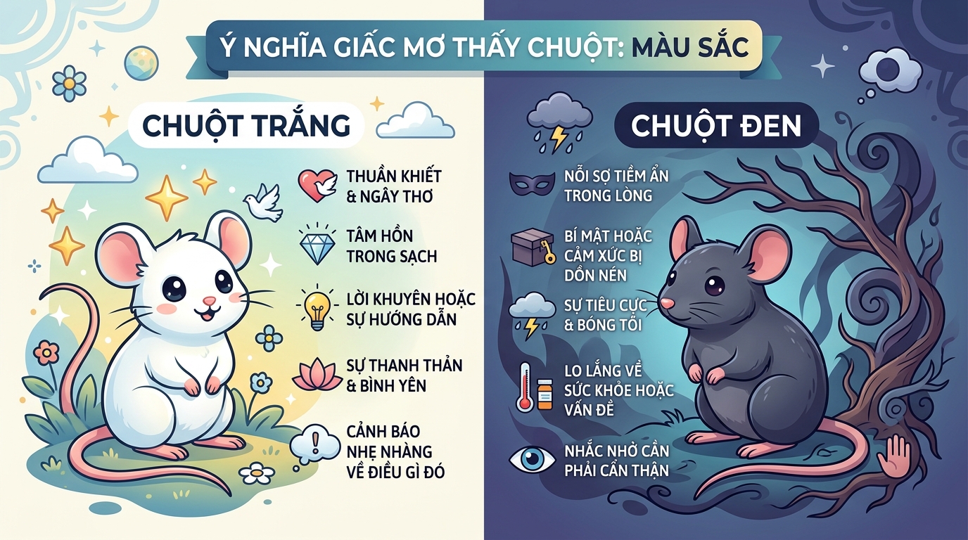 Ý nghĩa màu sắc con chuột trong giấc chiêm bao: chuột bạch, chuột đen