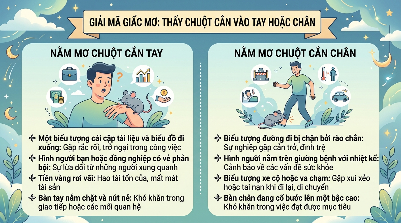 Ngủ mơ thấy chuột cắn tay chân là điềm báo gì