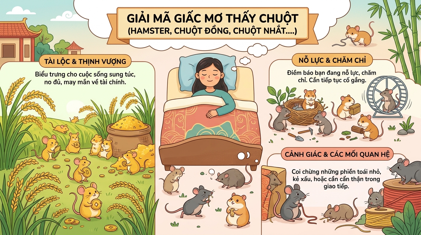 Ngủ mơ thấy chuột hamster, chuột cống, chuột đồng điềm báo gì
