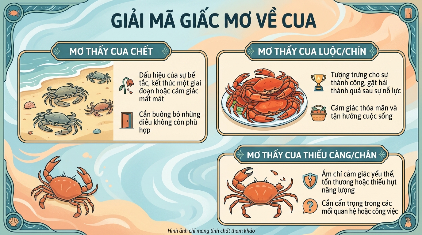 Giải mã ác mộng nằm mơ thấy cua chết, cua luộc chín, rụng càng