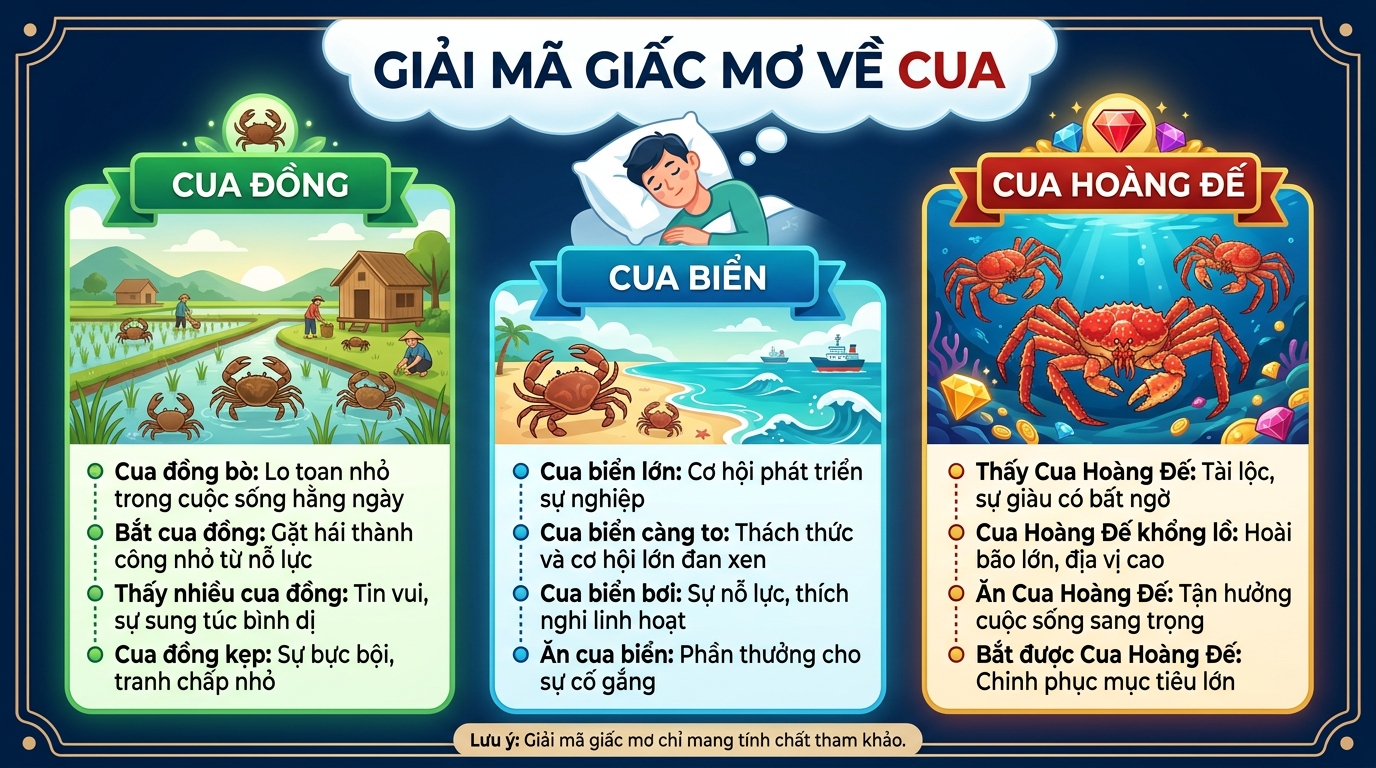 Giải mã mơ thấy cua đồng, cua biển, cua hoàng đế