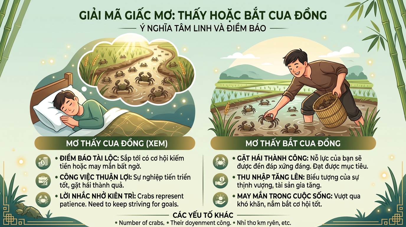 Giải mã điềm báo nằm mơ thấy cua đồng, bắt cua đồng