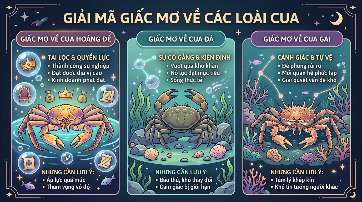 Giải mã nằm mơ thấy cua hoàng đế, cua đá, cua đinh