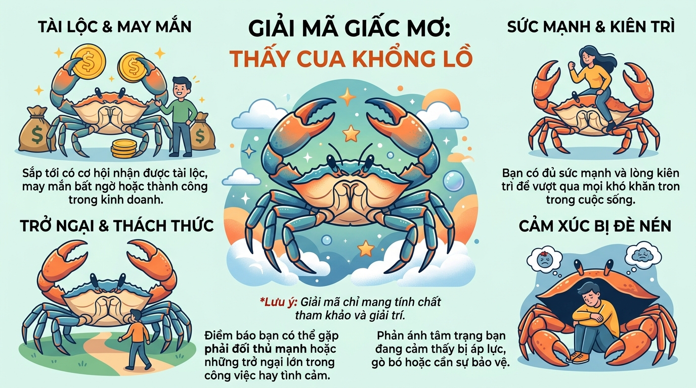Ý nghĩa giấc mơ thấy cua khổng lồ, cua to bự