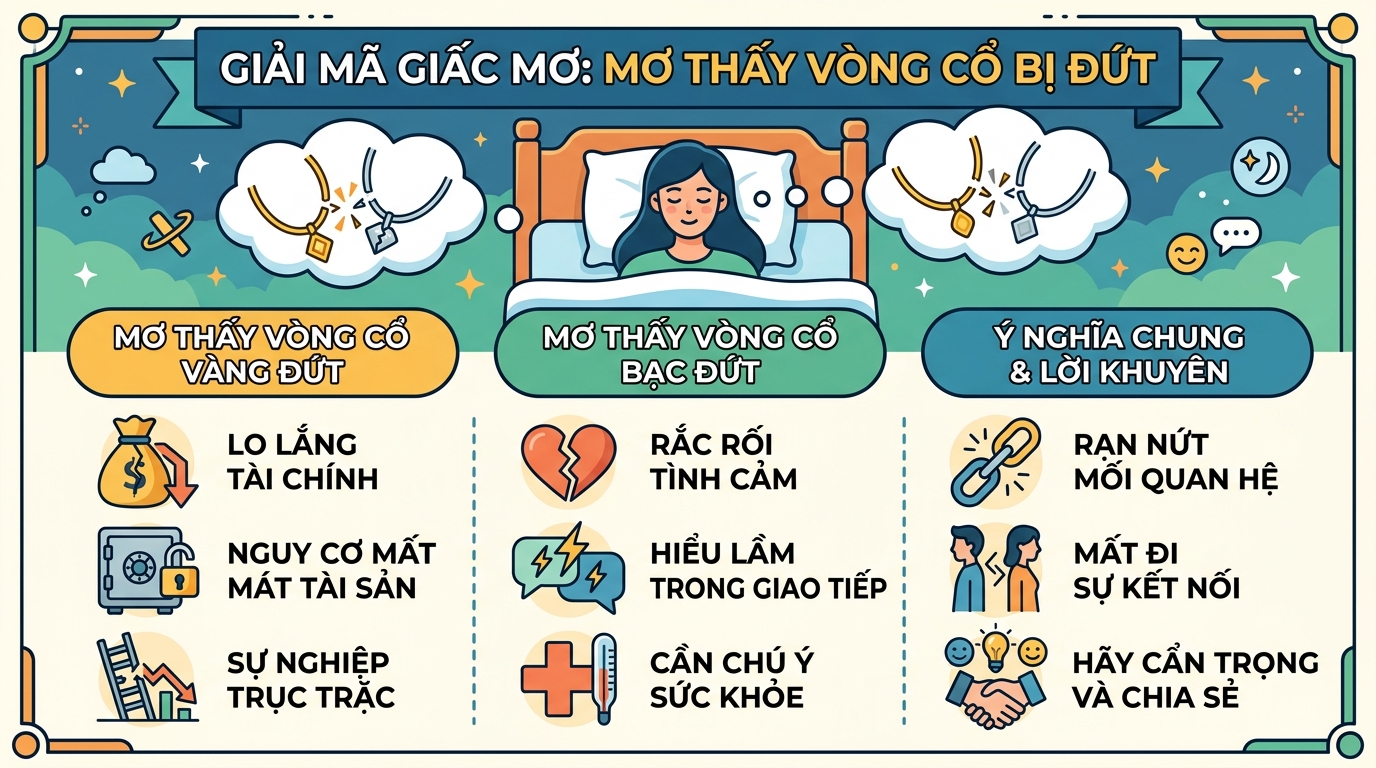 Giải mã điềm báo nằm mơ dây chuyền bị đứt, dây chuyền vàng bạc đứt