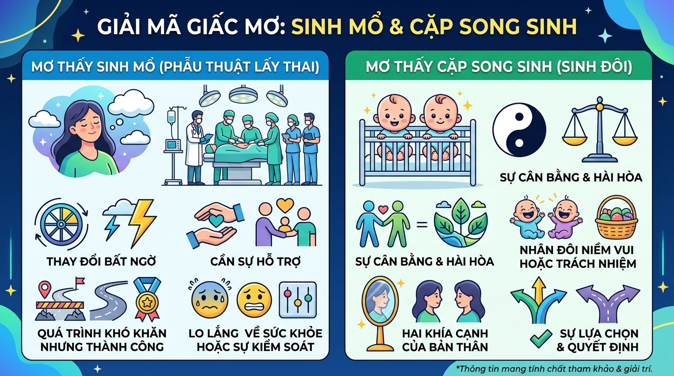 Ý nghĩa giấc mơ thấy đẻ mổ, sinh đôi