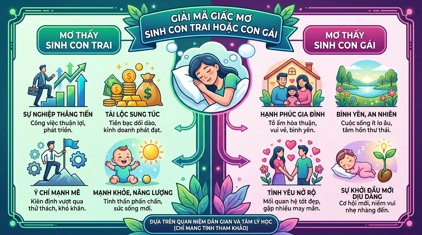Ý nghĩa giấc mơ thấy đi đẻ con trai con gái